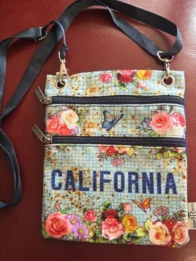 Robin Ruth Blue Floral 'California' Crossbody Bag with Adjustable Strap